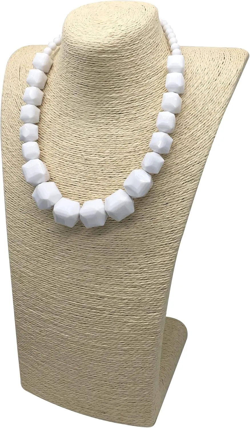 White Beads Necklace, Costume Jewelry For Women Strand Necklaces, Acrylic African Beaded Necklace Chunky Statement, Halloween Necklaces