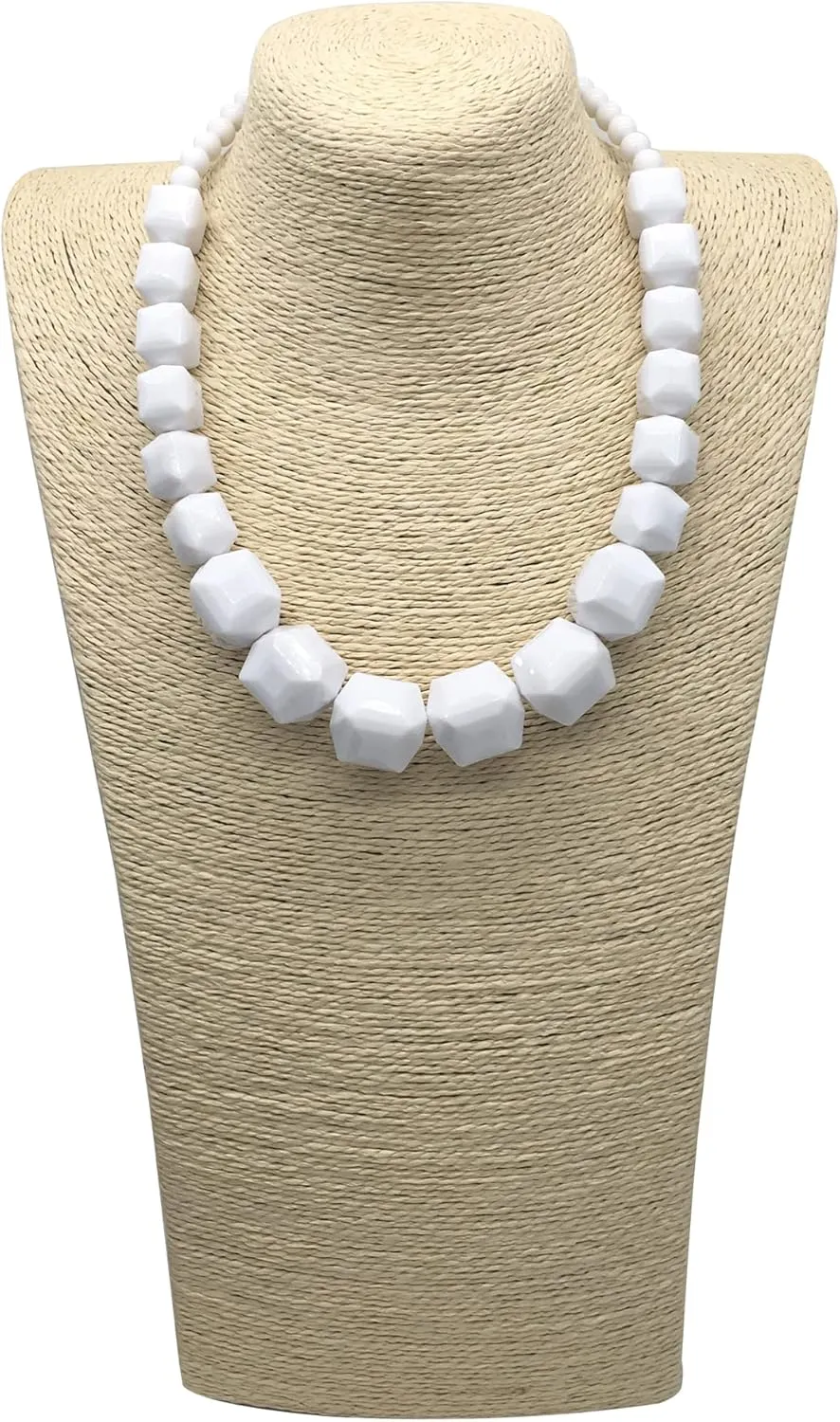 White Beads Necklace, Costume Jewelry For Women Strand Necklaces, Acrylic African Beaded Necklace Chunky Statement, Halloween Necklaces