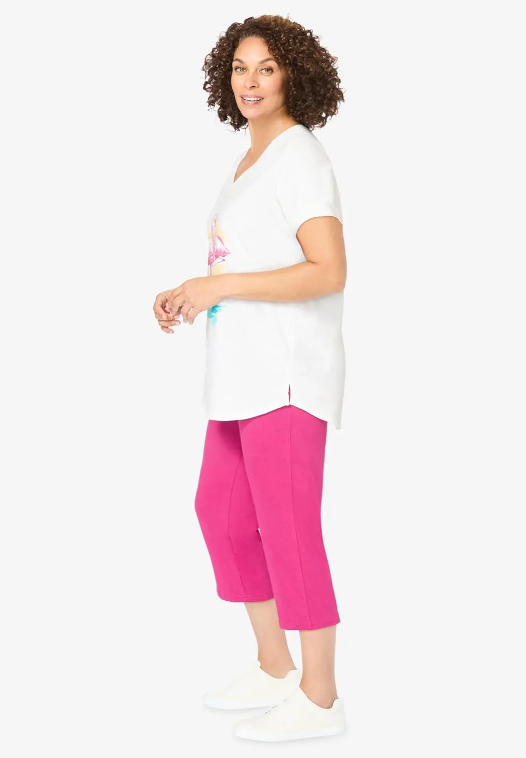 Woman Within Women's Plus Size Two-Piece V-Neck Tunic & Capri Set