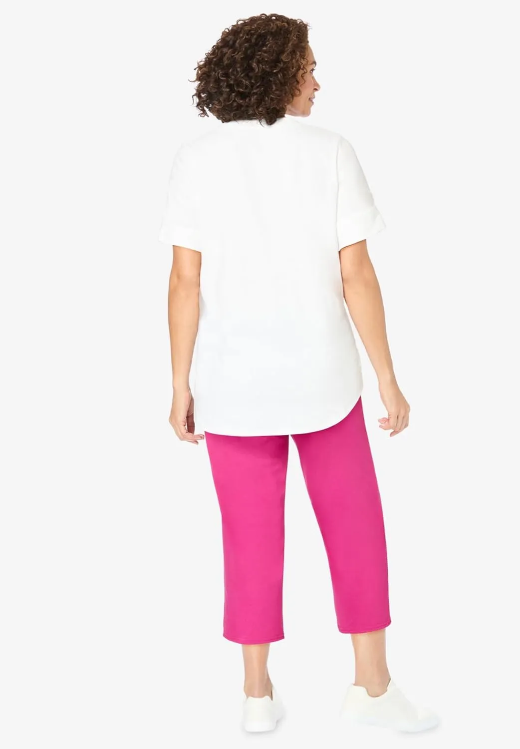 Woman Within Women's Plus Size Two-Piece V-Neck Tunic & Capri Set