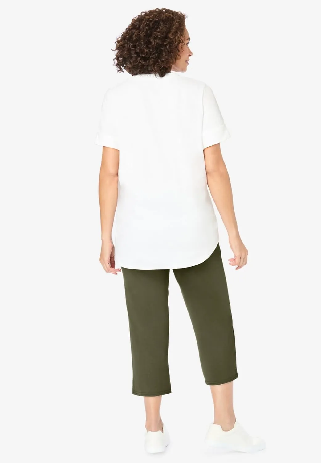 Woman Within Women's Plus Size Two-Piece V-Neck Tunic & Capri Set
