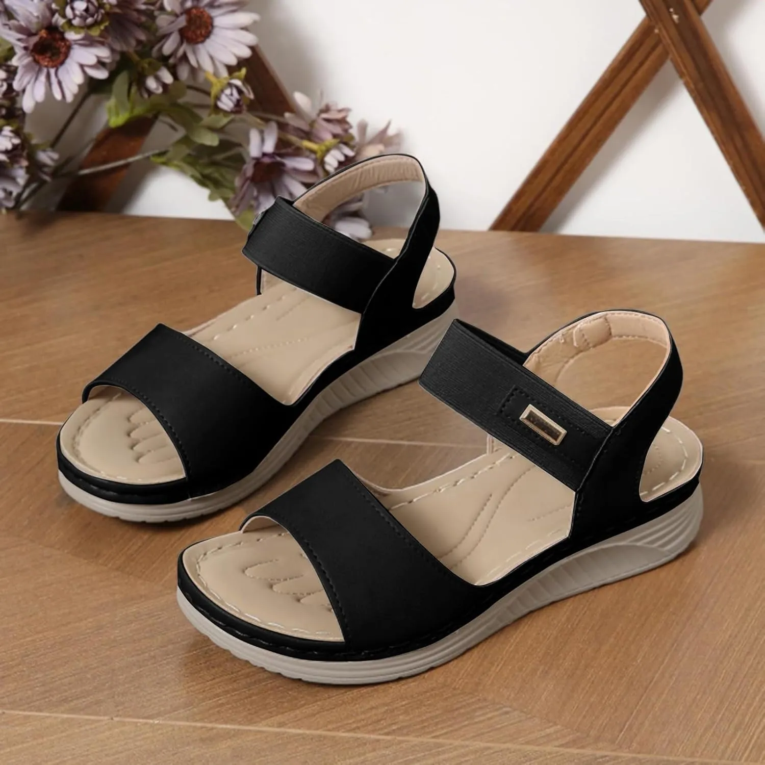 Women 2025 Orthopedic Wedge Sport Sandals with Arch Support Summer Casual Fashion Open Sandals for Women Casual Summer Casual Comfortable Summer Backless Mules Adjustable Slide Walking Shoes