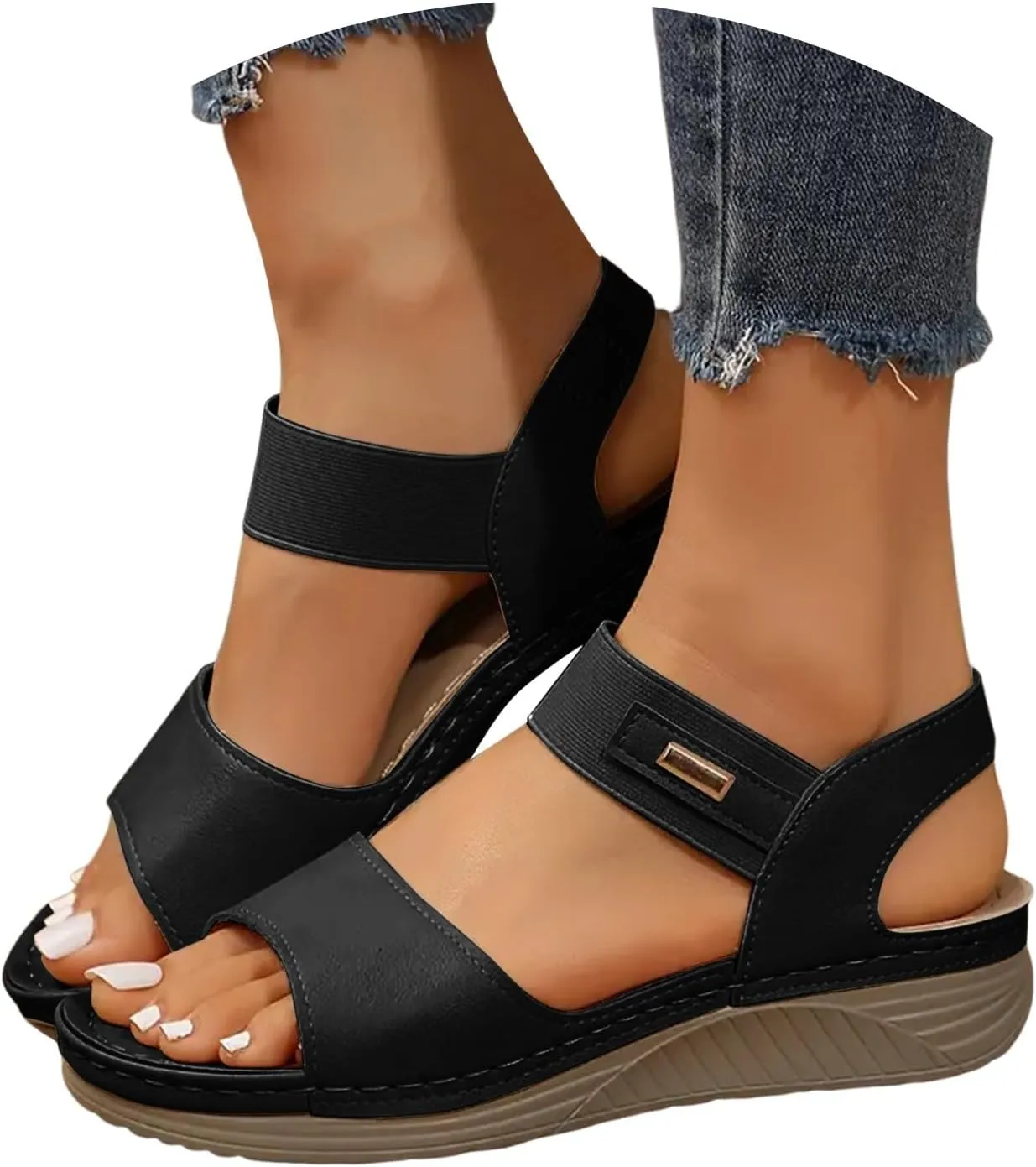 Women 2025 Orthopedic Wedge Sport Sandals with Arch Support Summer Casual Fashion Open Sandals for Women Casual Summer Casual Comfortable Summer Backless Mules Adjustable Slide Walking Shoes