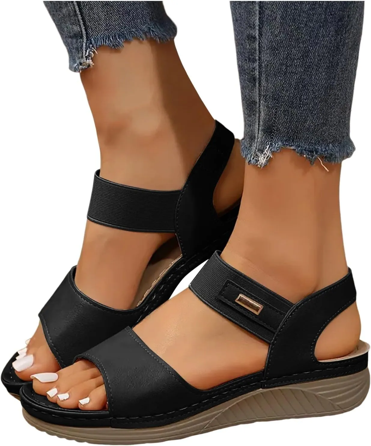 Women 2025 Orthopedic Wedge Sport Sandals with Arch Support Summer Casual Fashion Open Sandals for Women Casual Summer Casual Comfortable Summer Backless Mules Adjustable Slide Walking Shoes
