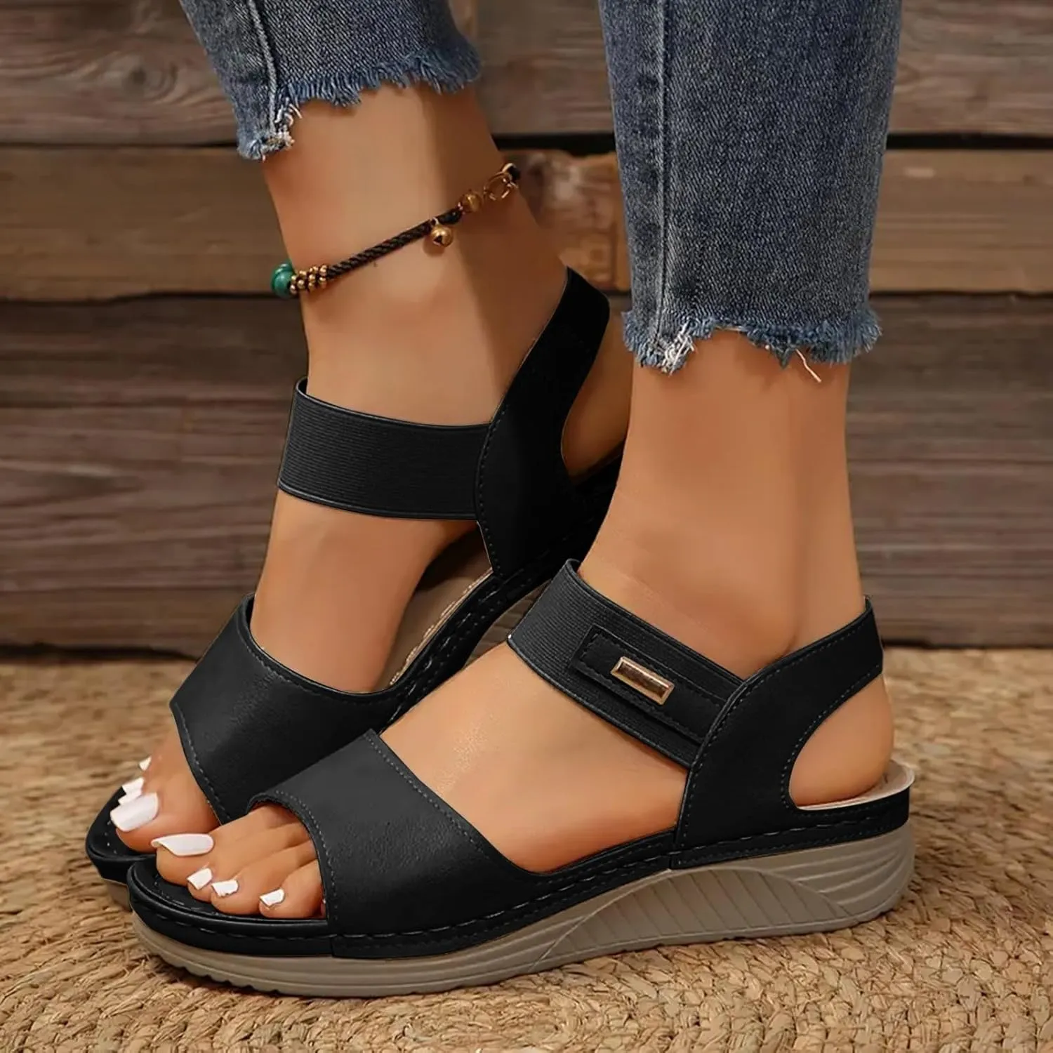 Women 2025 Orthopedic Wedge Sport Sandals with Arch Support Summer Casual Fashion Open Sandals for Women Casual Summer Casual Comfortable Summer Backless Mules Adjustable Slide Walking Shoes