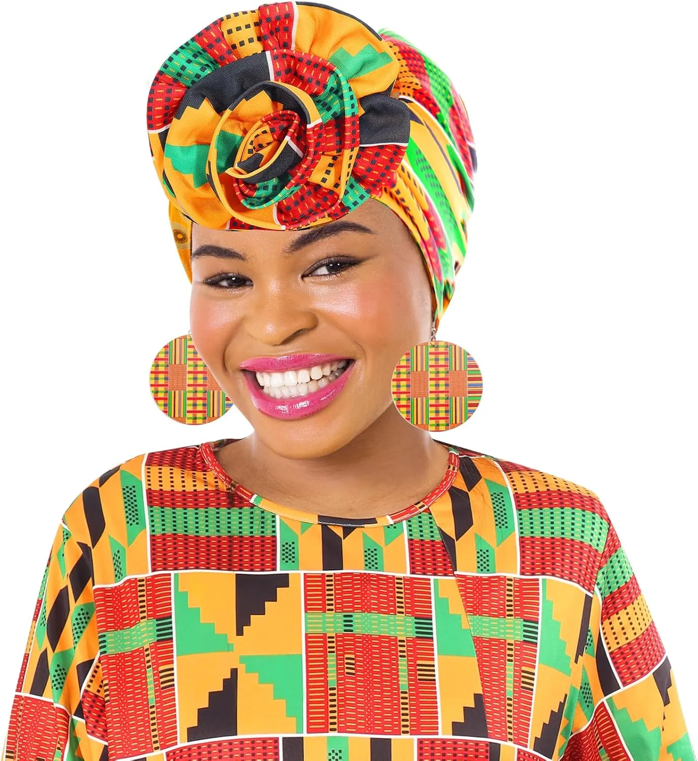 Women African Print Shirts 3/4 Sleeve Dashiki Henley Loose Tops Boho Casual Fit Crew Neck Traditional T Shirt