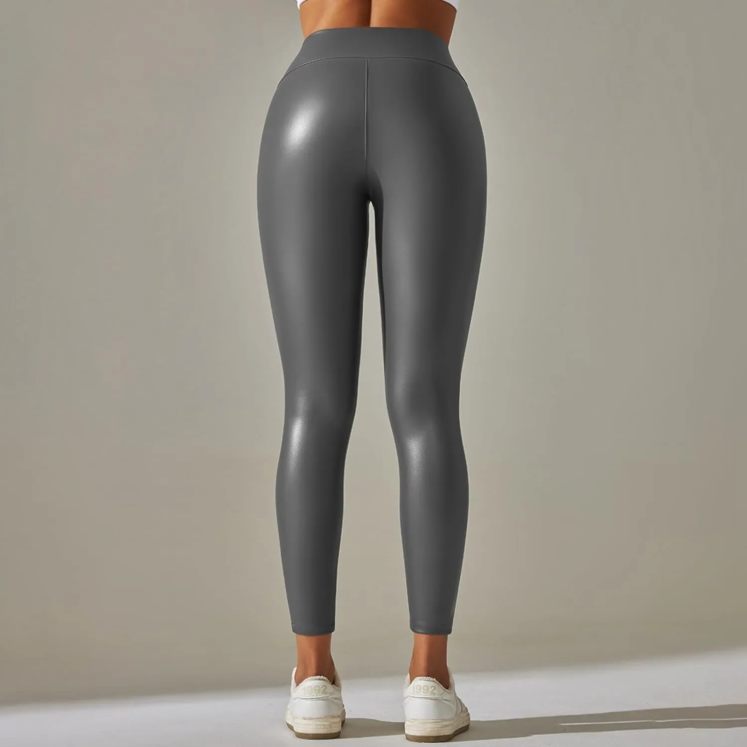 Women Black PU Leather Pants High Waist Skinny Push Leggings Elastic Trousers Jeggings Sexy Faux Leather Leggings