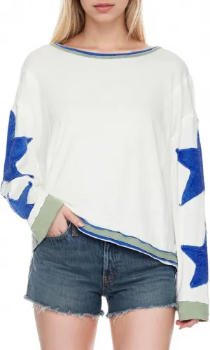 Women Cotton Oversized Shirts Lightweight Long Sleeve Crewneck Star Pullover Sweatshirt Hoodies 2025 Spring Clothes