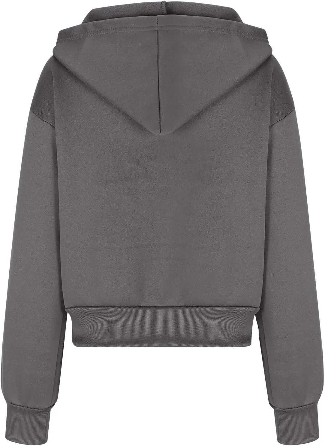 Women Cropped Zip Up Hoodie Oversized Sweatshirt Long Sleeve Trendy Teen Girls Y2K Clothes Loose Athletic Workout Top