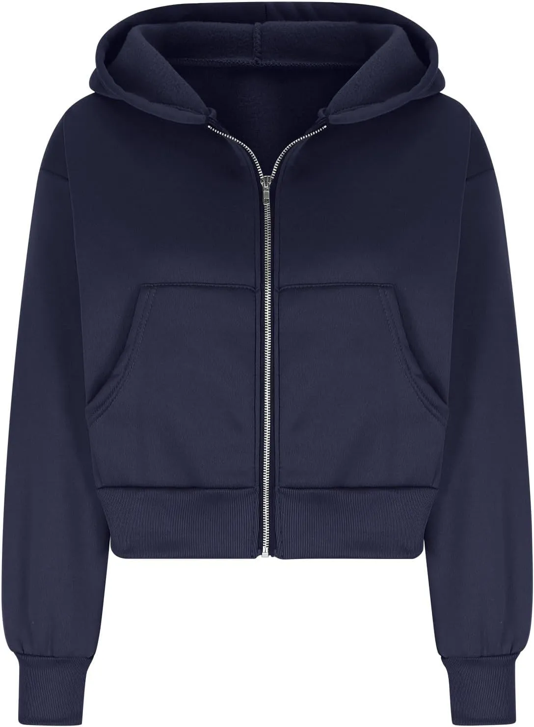 Women Cropped Zip Up Hoodie Oversized Sweatshirt Long Sleeve Trendy Teen Girls Y2K Clothes Loose Athletic Workout Top