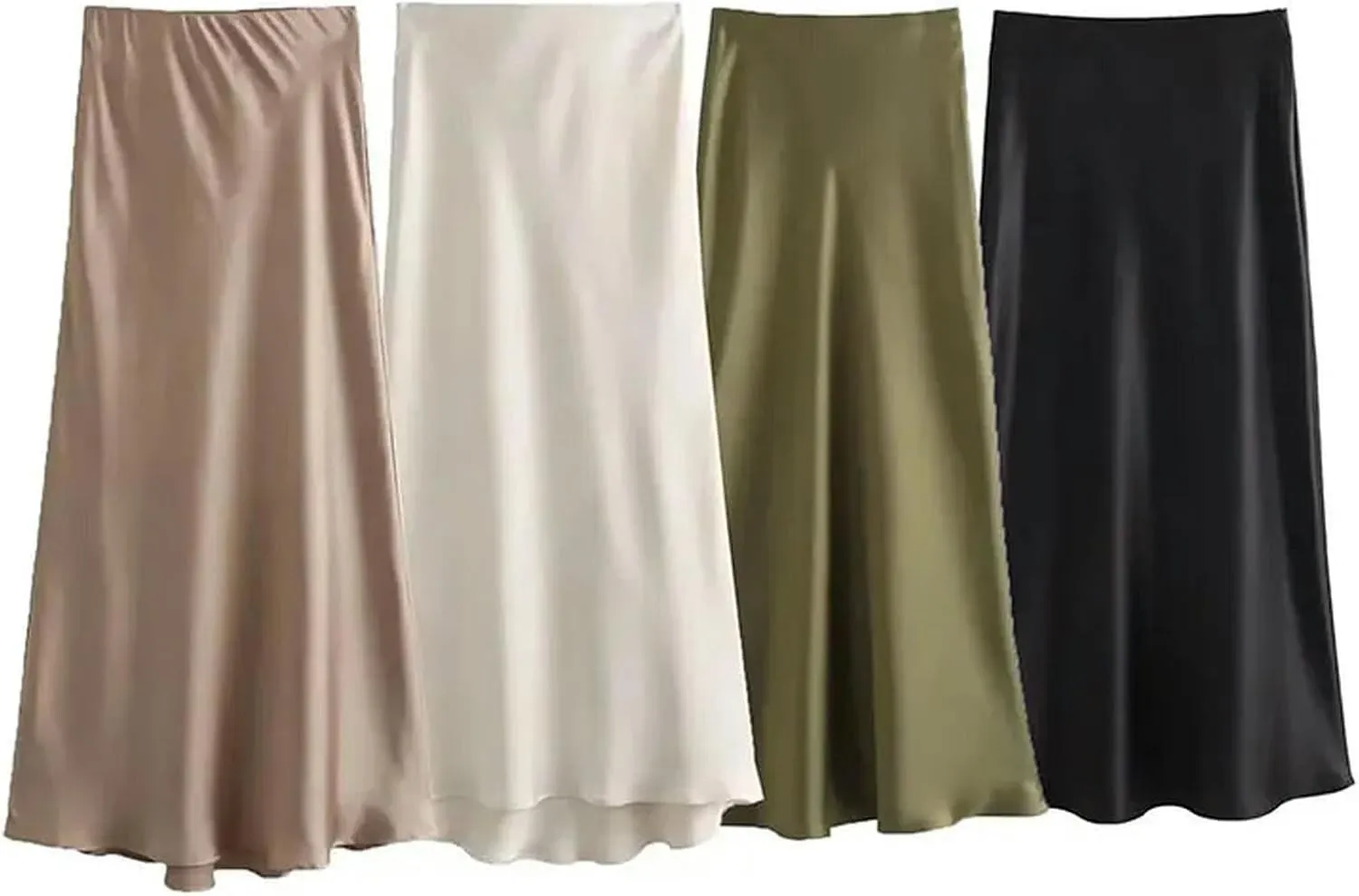 Women Elegant Solid Satin Long Skirt Chic Y2K High Waist Slim Skirts Female Fashion Silk Texture Ladies Tight Midi Skirt