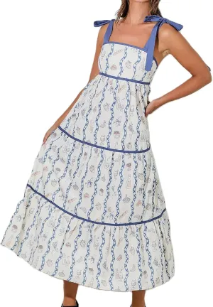 Women Floral Boho Tie Shoulder Beach Maxi Dress Vintage Flower Smocked Flowy Dress Tiered Summer Vocation Sundress