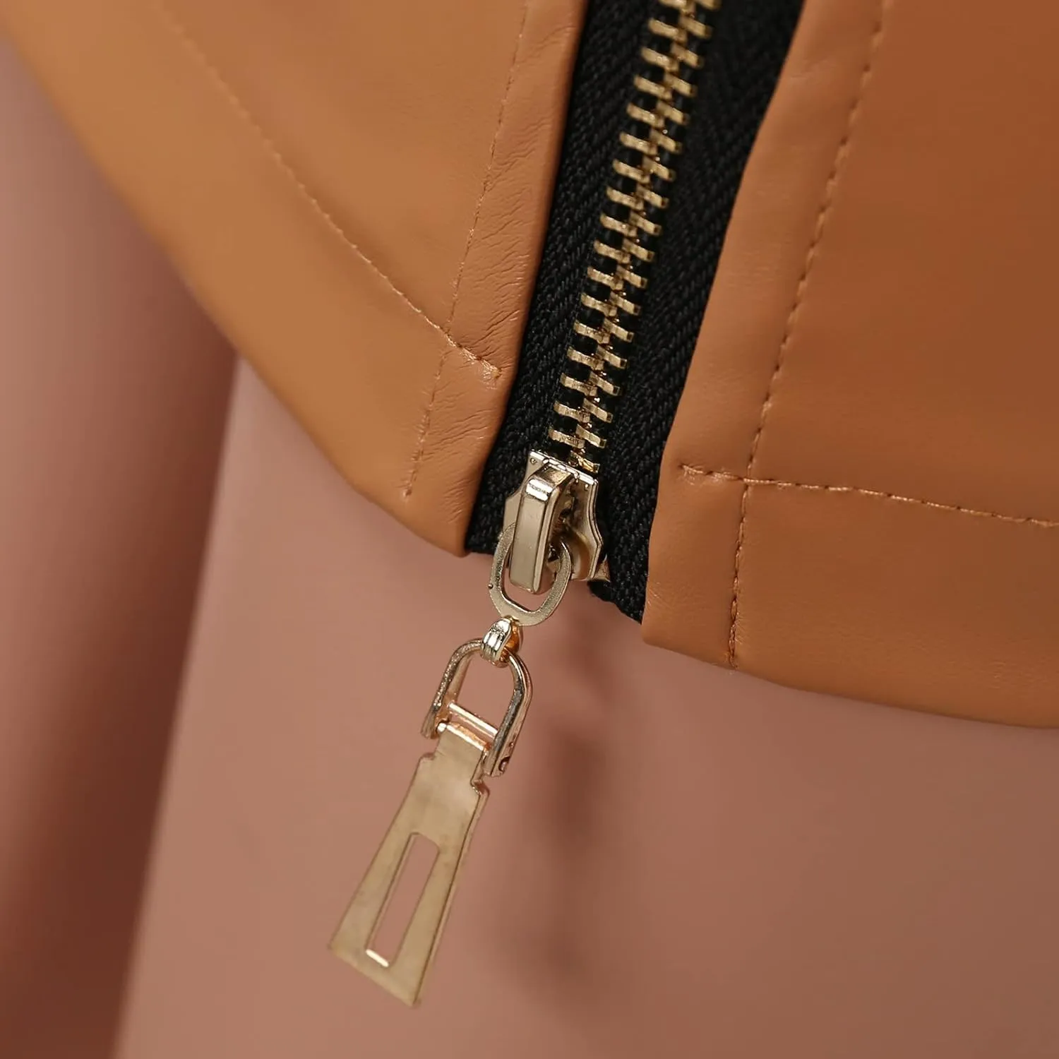 Women PU Leather Mini Skirt High Waist Zipper Side Split Hip Wrap Skirt Solid Color Slim Fit Bodycon Skirt
