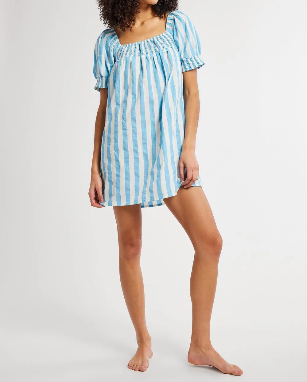 Women Puff Sleeve Babydoll Dress Square Neck Flowy Mini Dress Bow Tie Ruffle A Line Short Dress Summer Sundress
