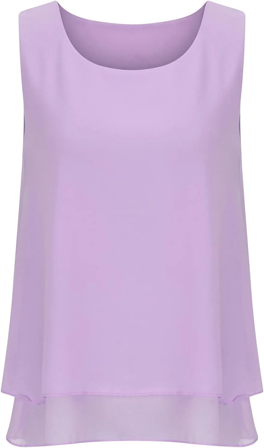 Women Sleeveless Chiffon Tank Tops Double Layers Casual Basic Blouse Tunic Shirt Fashion Flowy Vest Undershirt Clothes