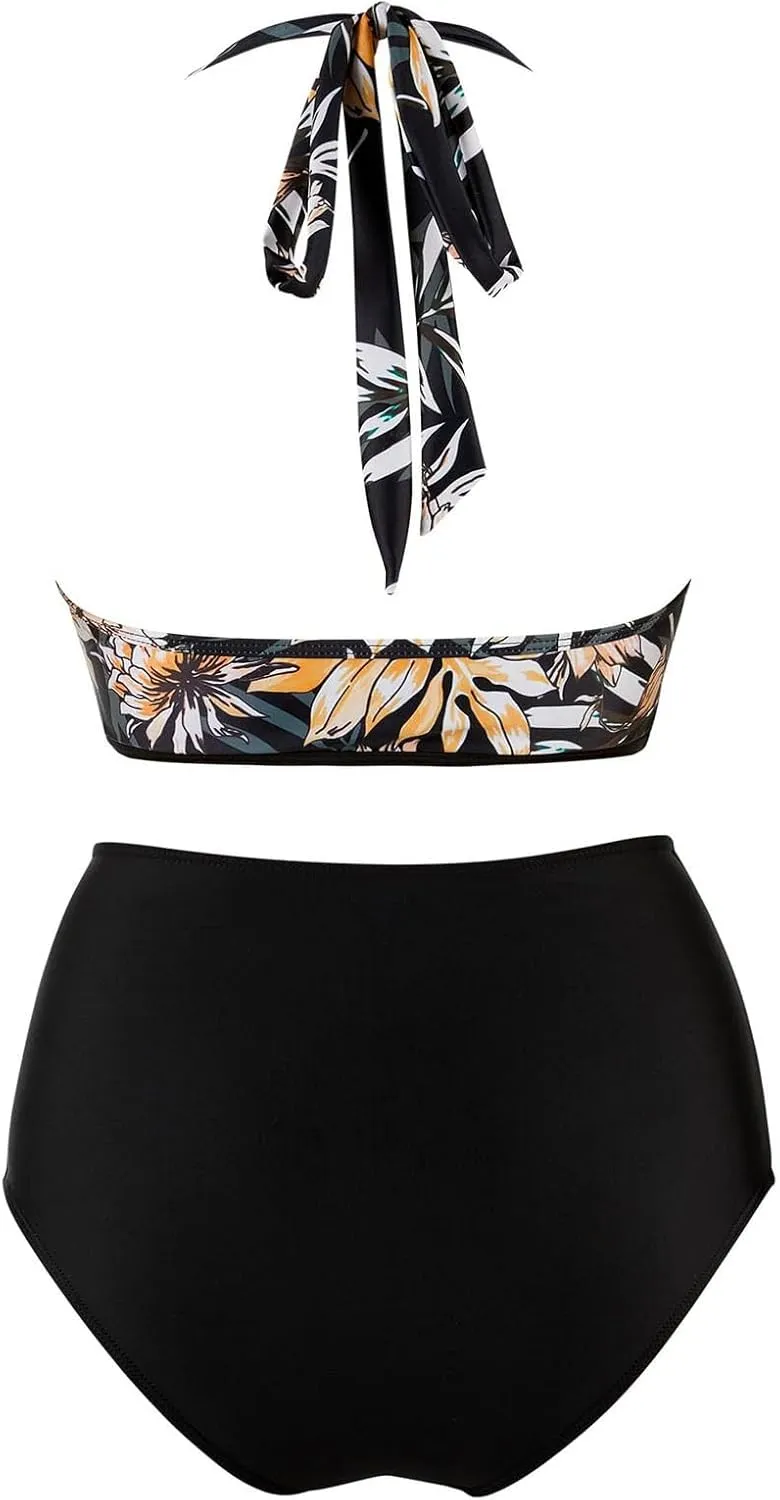 Women String Swimsuits Sexy Thong Bikini Sets Triangle Two Piece Bathing Suits Tie Back High Waisted Swim Top Sets