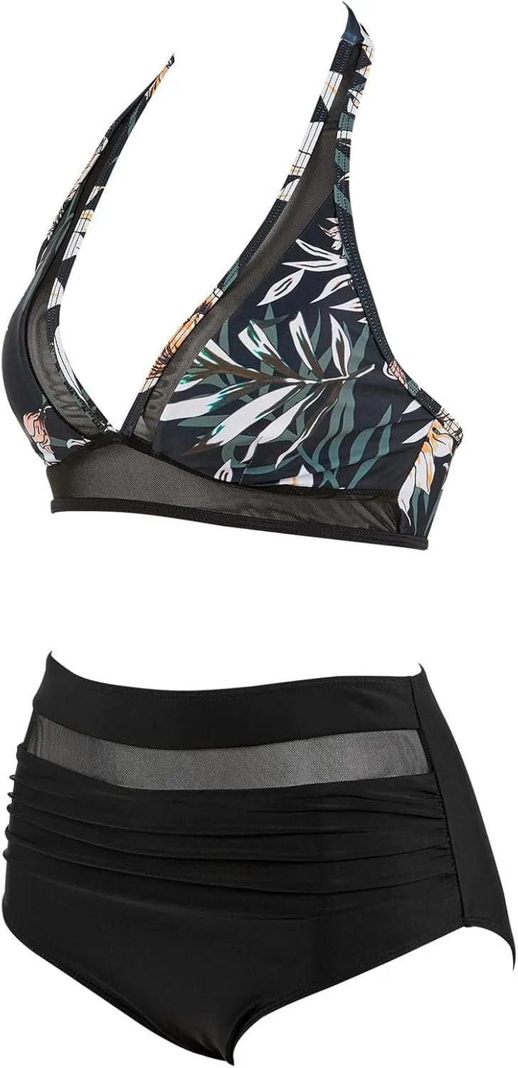 Women String Swimsuits Sexy Thong Bikini Sets Triangle Two Piece Bathing Suits Tie Back High Waisted Swim Top Sets