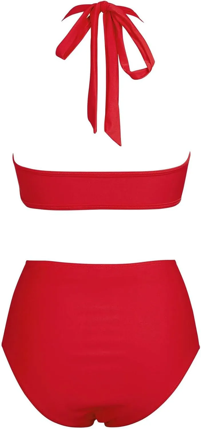 Women String Swimsuits Sexy Thong Bikini Sets Triangle Two Piece Bathing Suits Tie Back High Waisted Swim Top Sets