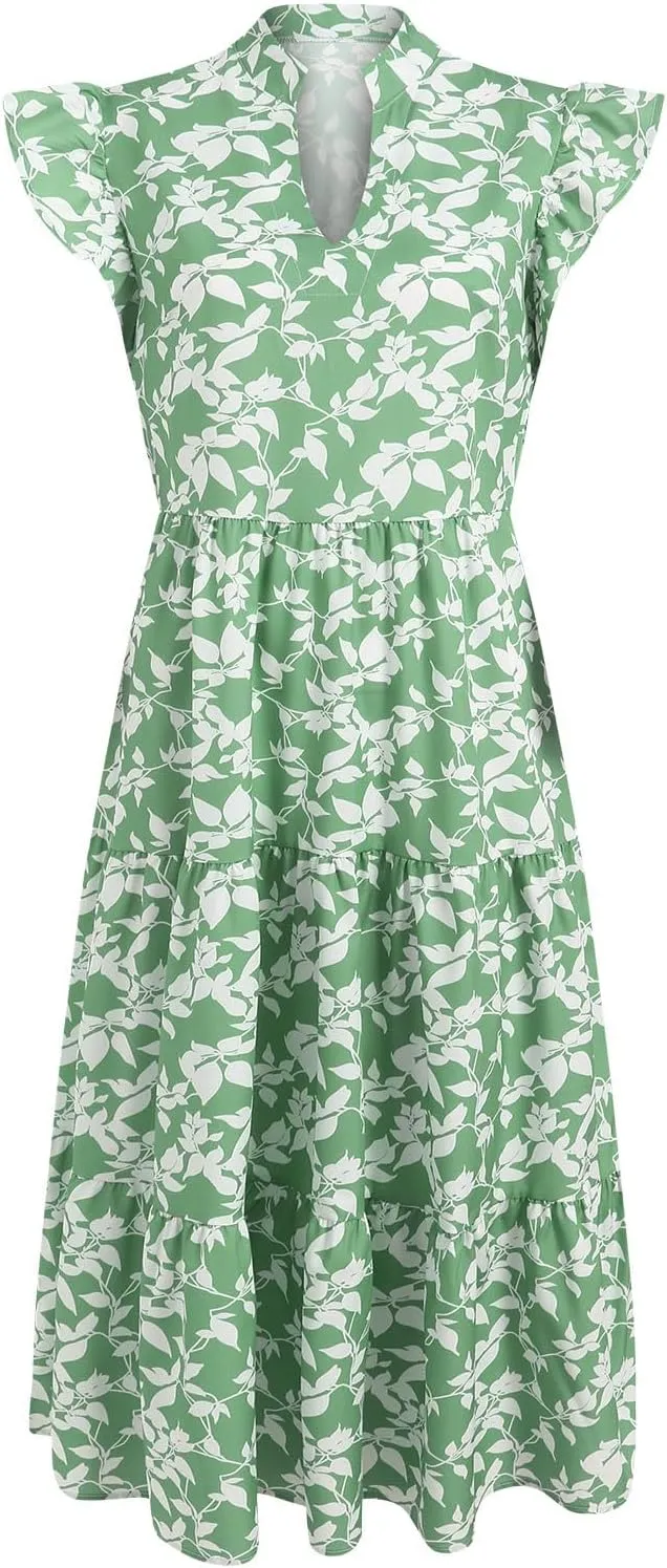 Women Summer 2025 Maxi Dress Vacation Floral Spring Casual Boho Split Beach Long Flowy Sundress Maxi Dress