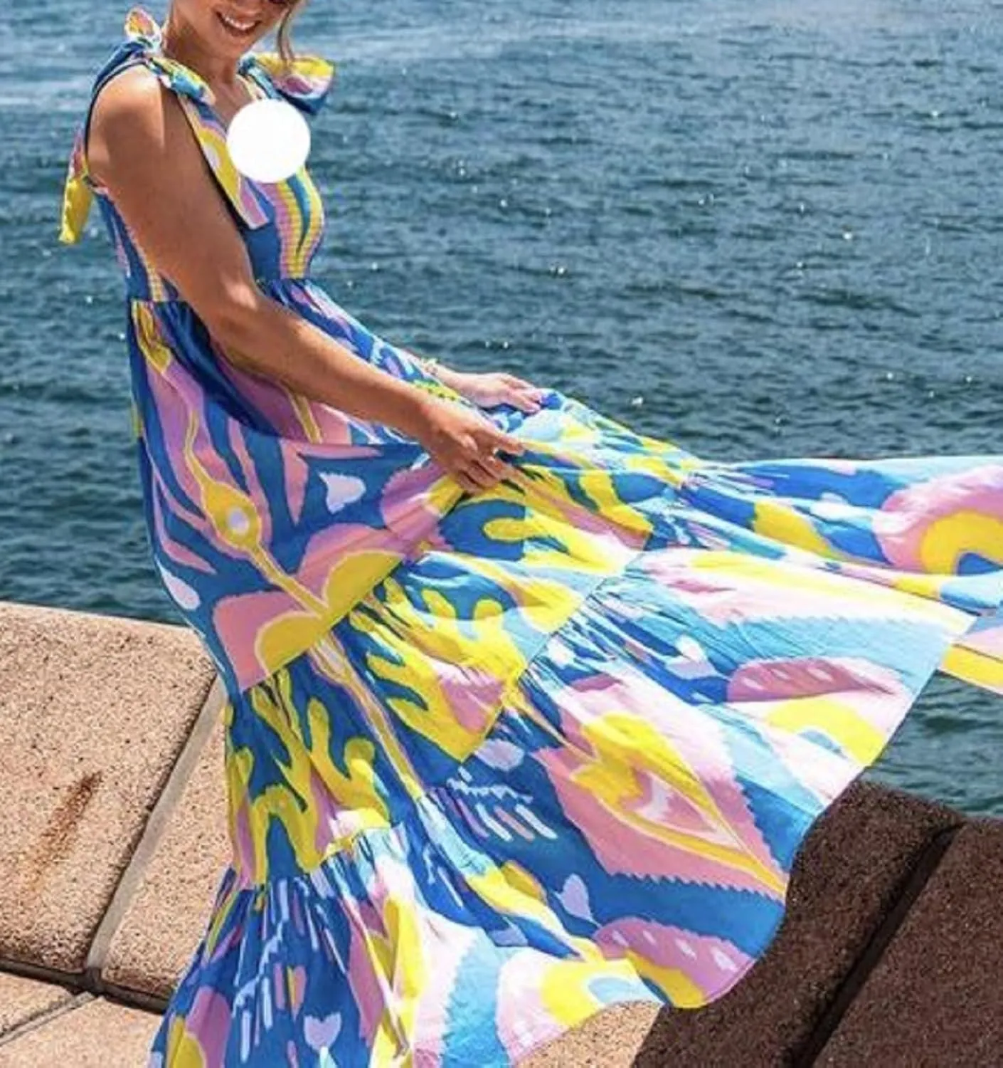 Women Summer Vocation Boho Floral Long Dress Sleeveless Flowy Tiered A Line Maxi Sundress Going Out Flower Beach Dress