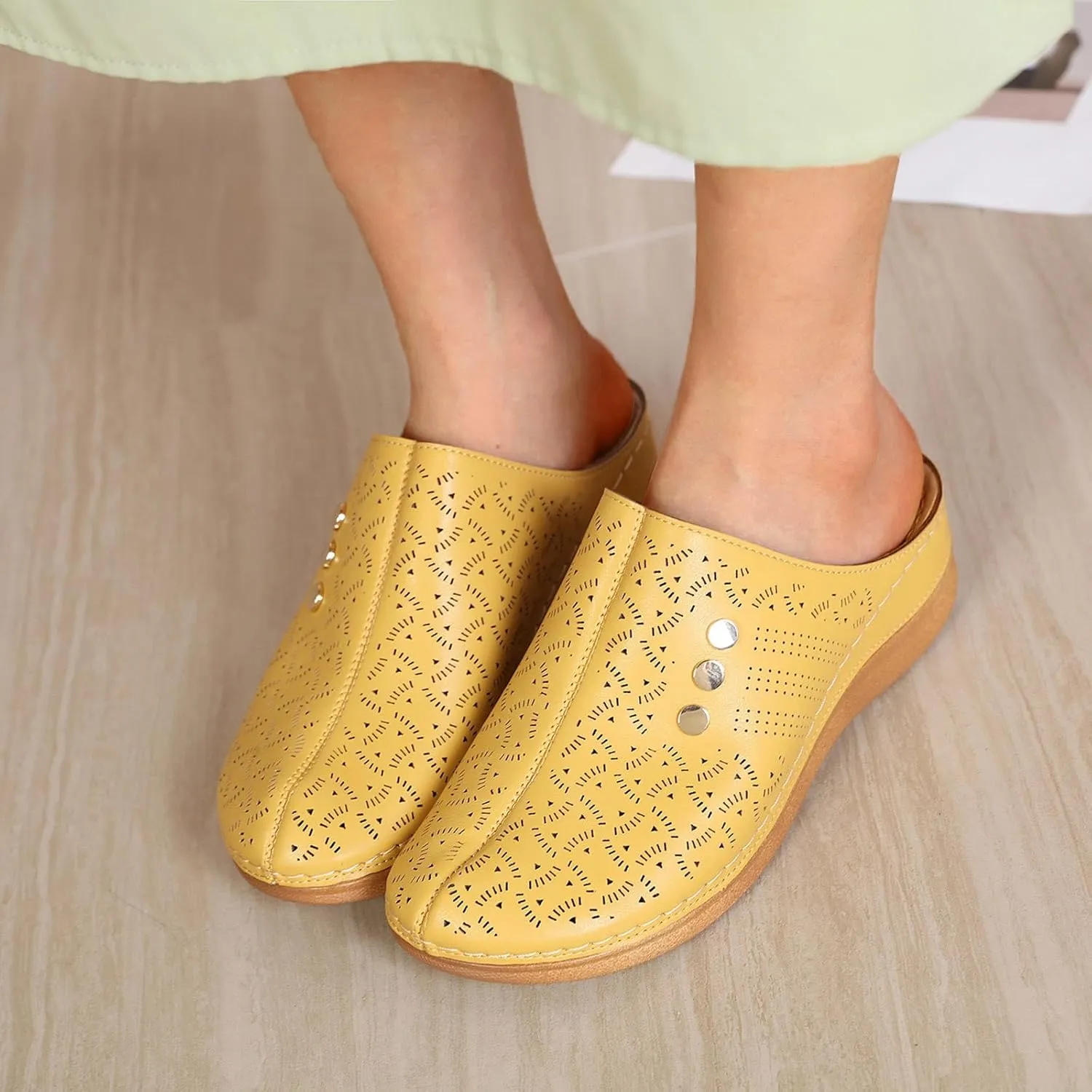 Women Wedge Sandals Summer Closed Toe Dress Platform Mule Orthopedic Slides Comfortable Clogs with Arch Support
