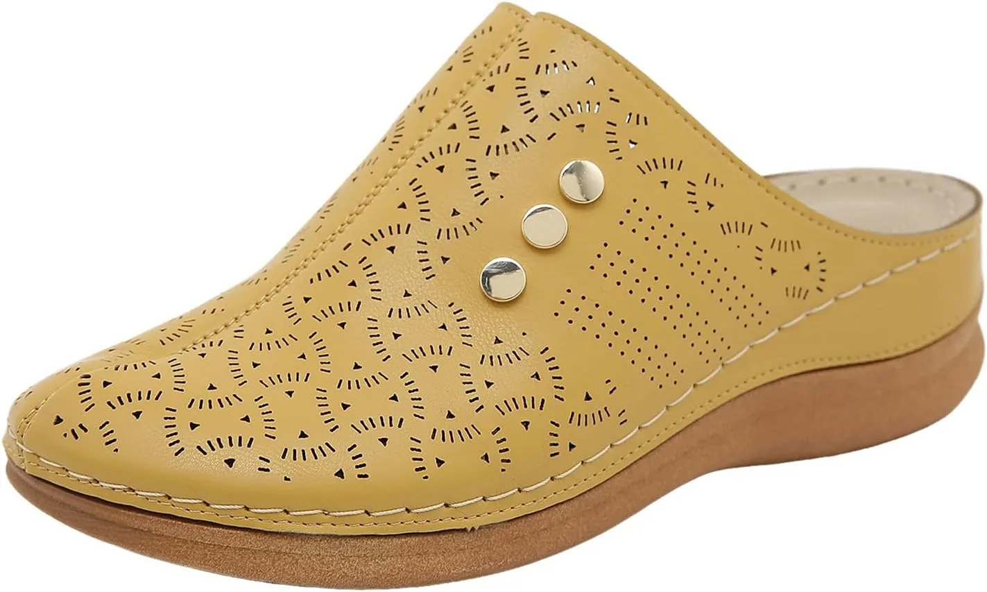 Women Wedge Sandals Summer Closed Toe Dress Platform Mule Orthopedic Slides Comfortable Clogs with Arch Support