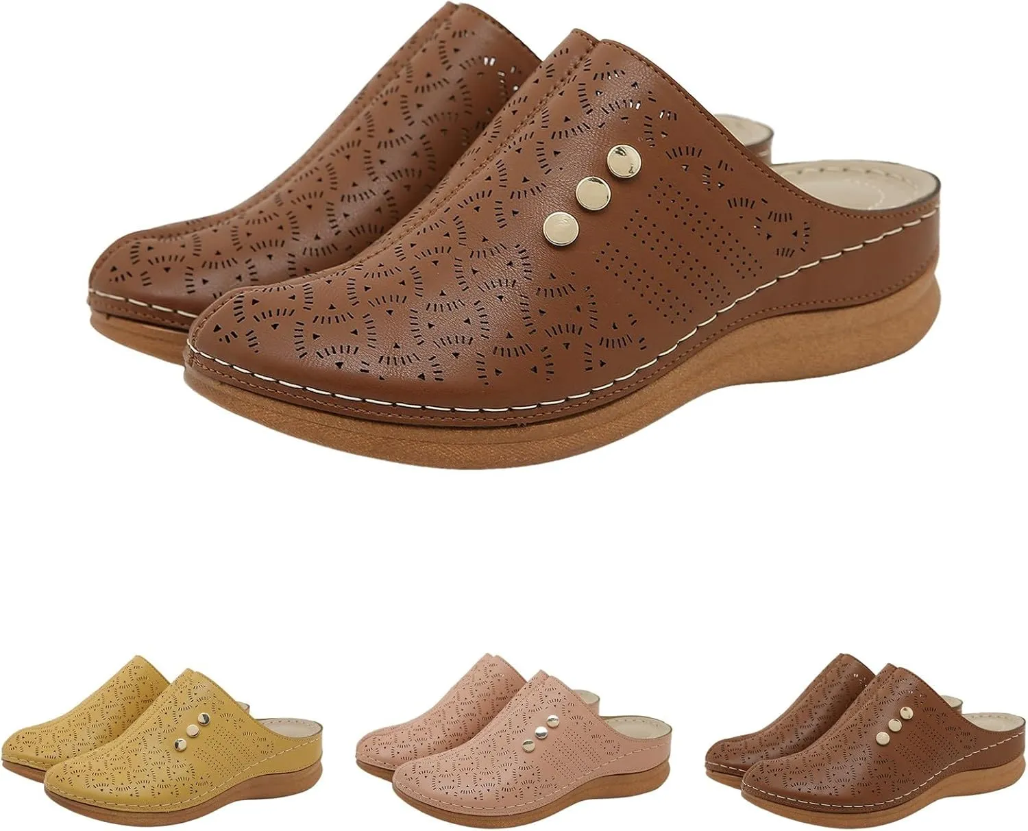 Women Wedge Sandals Summer Closed Toe Dress Platform Mule Orthopedic Slides Comfortable Clogs with Arch Support