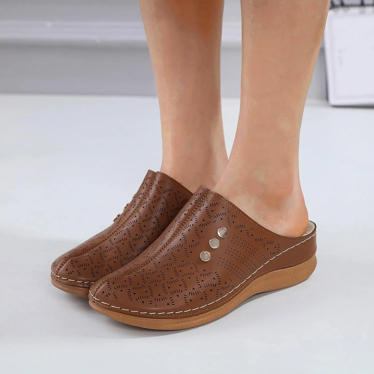 Women Wedge Sandals Summer Closed Toe Dress Platform Mule Orthopedic Slides Comfortable Clogs with Arch Support