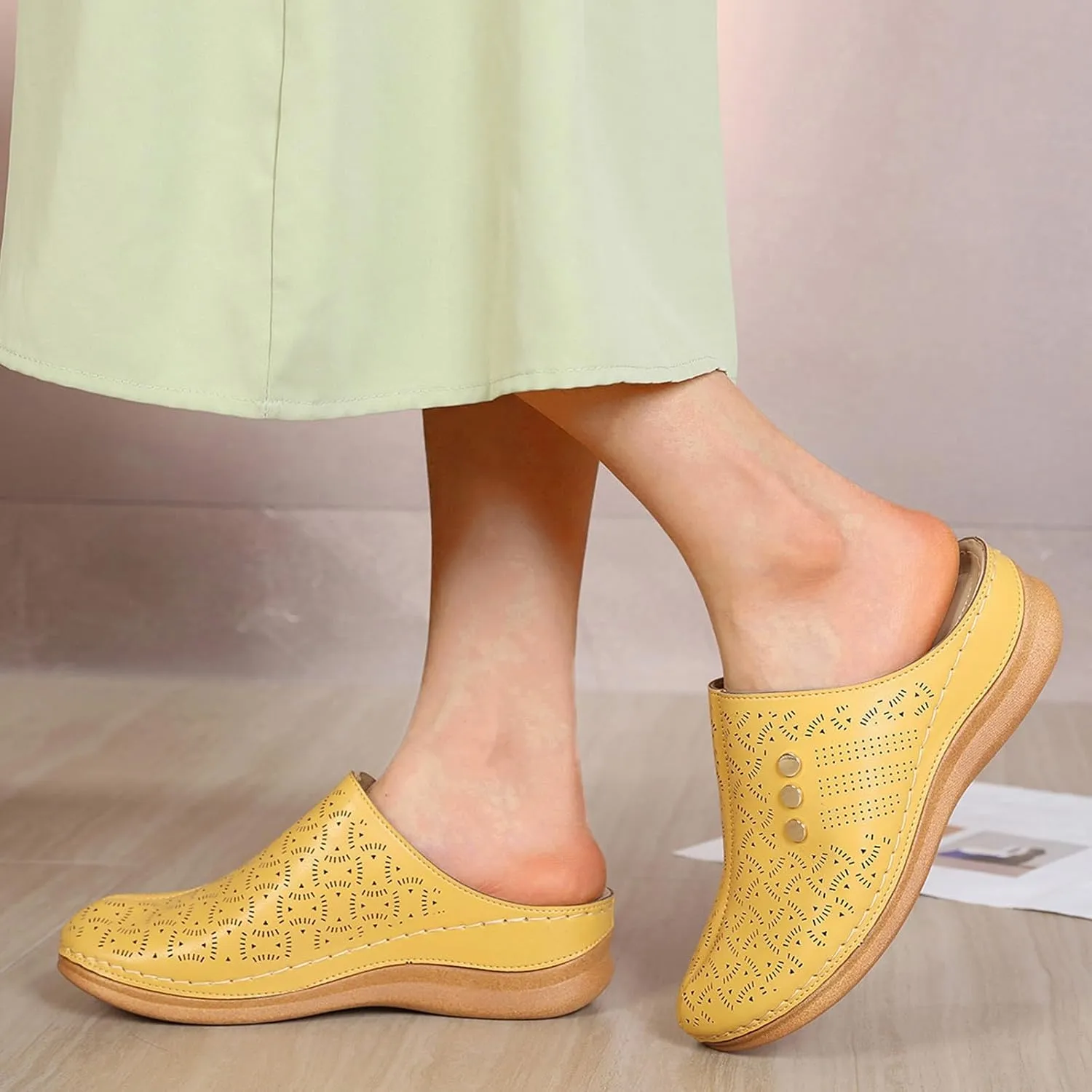 Women Wedge Sandals Summer Closed Toe Dress Platform Mule Orthopedic Slides Comfortable Clogs with Arch Support