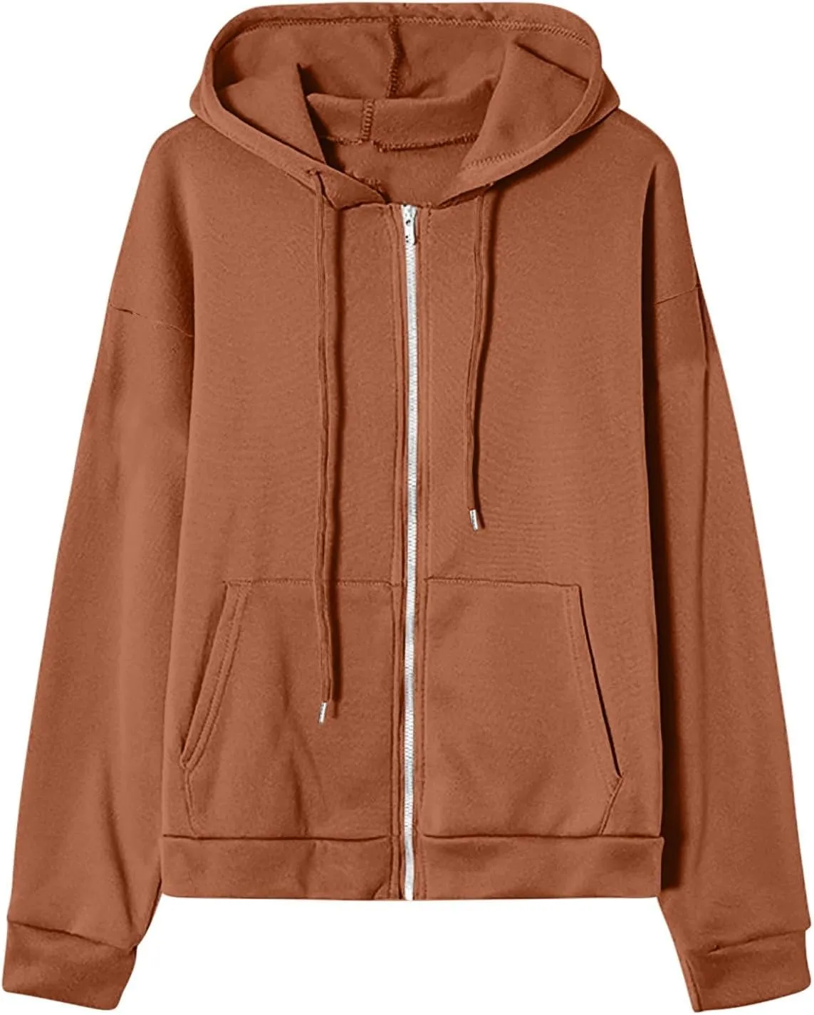Women Zip Up Hoodie Casual Sweatshirt Drawstring Loose Fit Oversized Lightweight Fashion Fall Tops For Teen Girls