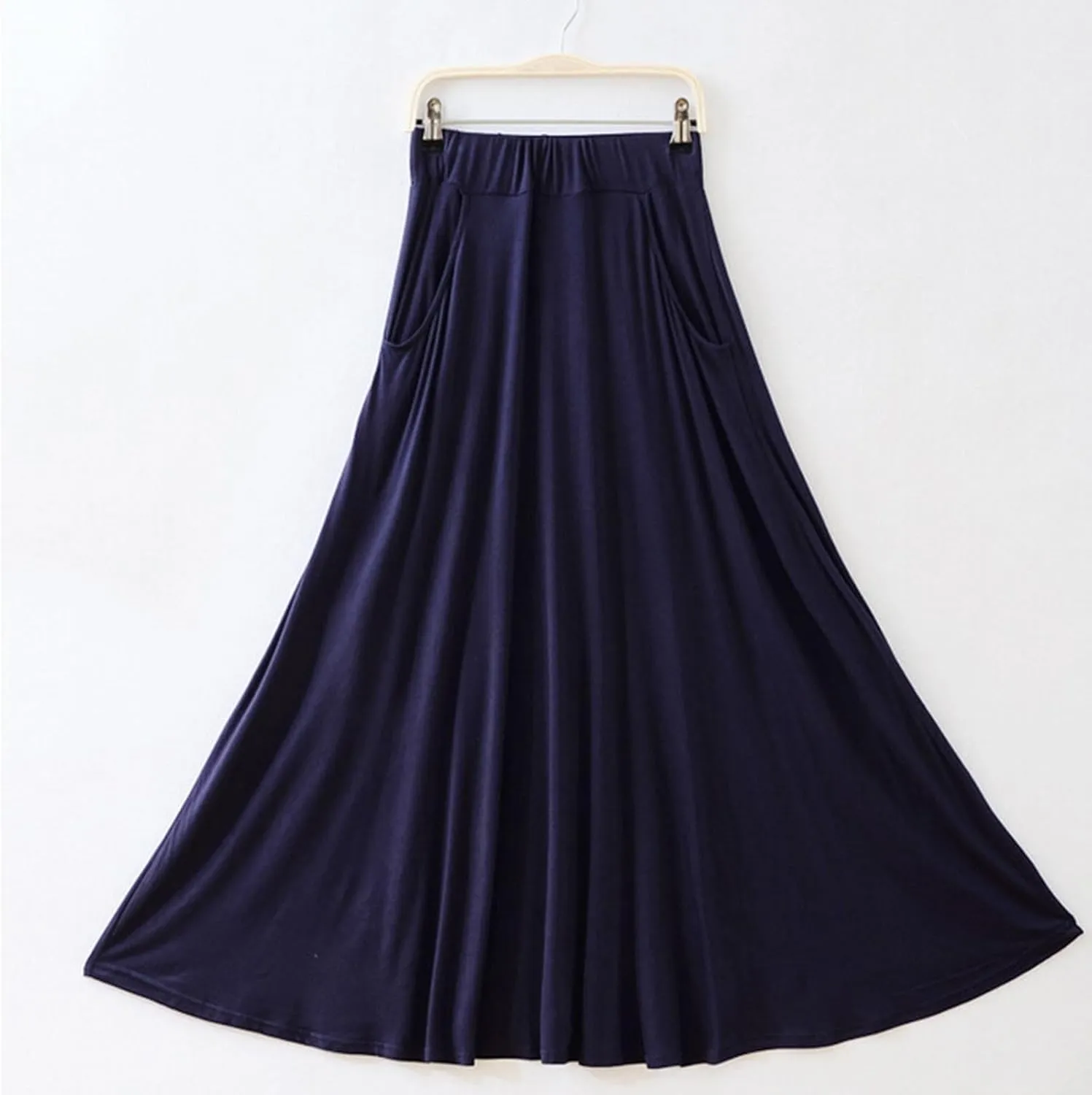 Women's Ankle Length Skirt Solid Color Fashion Elastic Waist A Line Skirts Summer Fashion Flowy Swing Vacation Skort