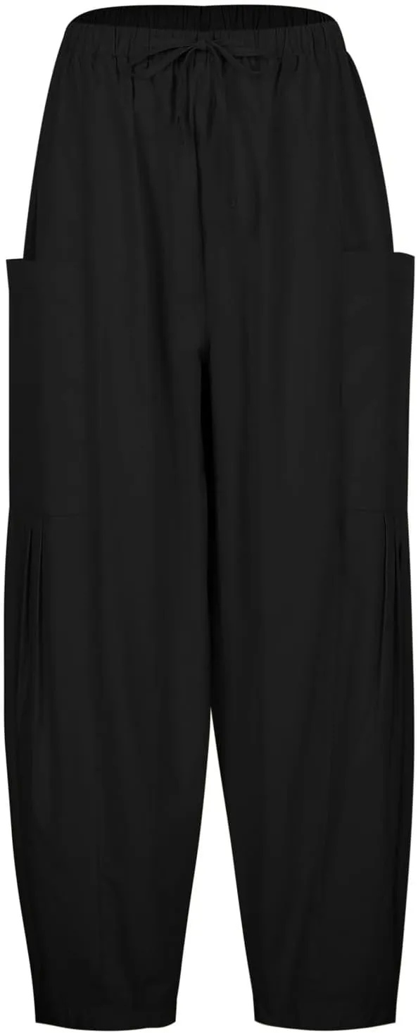 Women's Baggy Pants Drawstring Harem Pants Loose Fit Boho Pants Trendy Casual Pants with Pockets Comfy Travel Pants