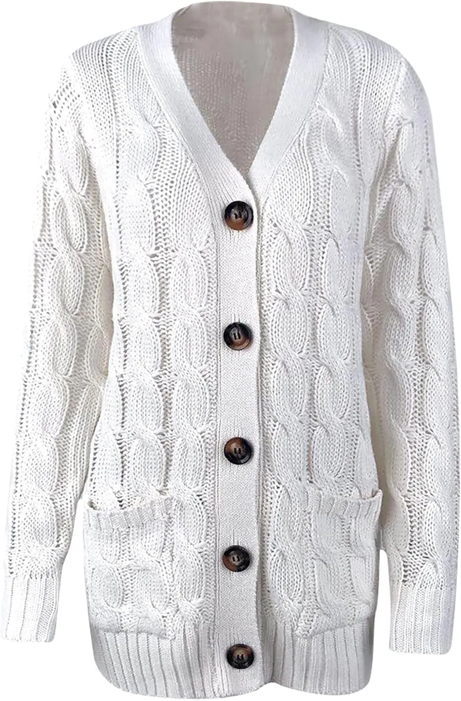 Women's Cardigan Chunky Open Front Button Sweaters with Pockets Loose Slouchy Oversized Fall Outerwear Coat