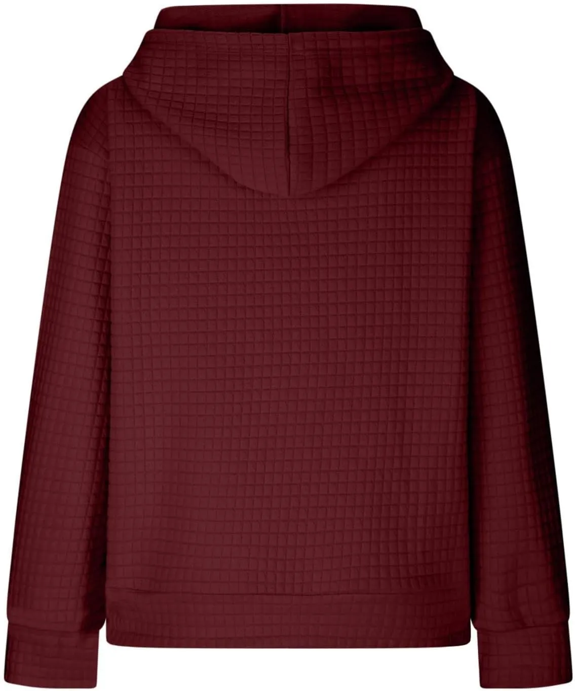Womens Comfort Hoodies for Anxiety Casual Long Sleeve Drawstring Waffle Pullover Loose Hooded Sweatshirt with Pocket