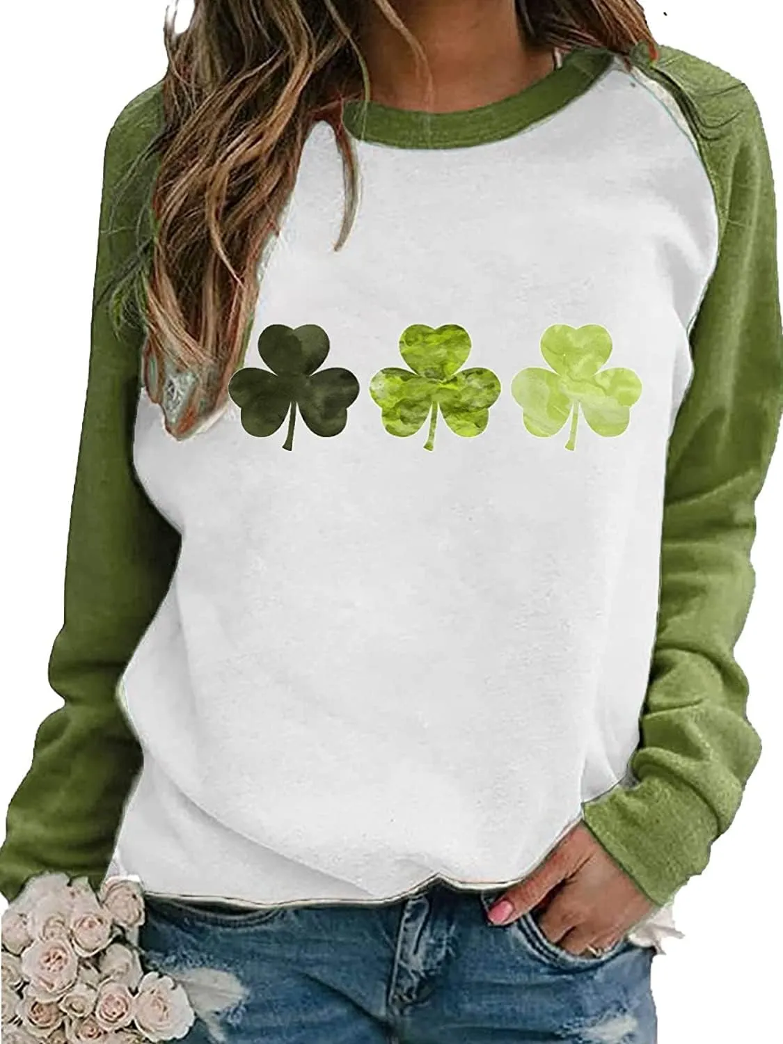 Women's Crewneck Sweatshirts Casual Comfy Long Sleeve T-Shirts Basic Solid Pullover Tops