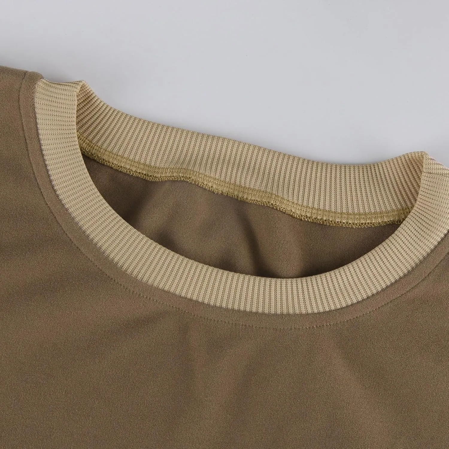 Womens Crewneck Sweatshirts Long Sleeve Tops Color Block Ribbed Trim Fashion 2024 Clothes Outfits For Women 2024