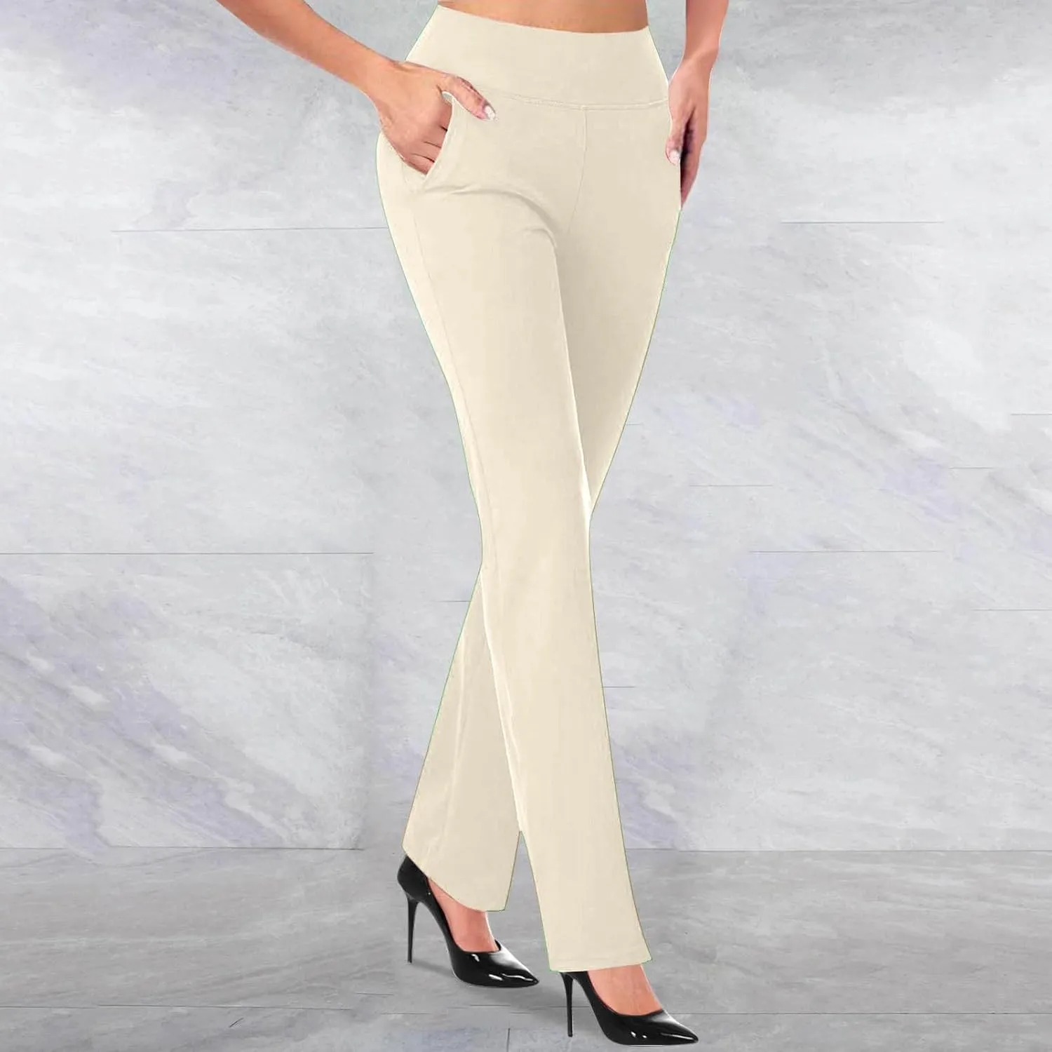 Womens Dress Pants High Waist Pull On Stretchy Professional Formal Work Business Office Casual Trousers Slacks