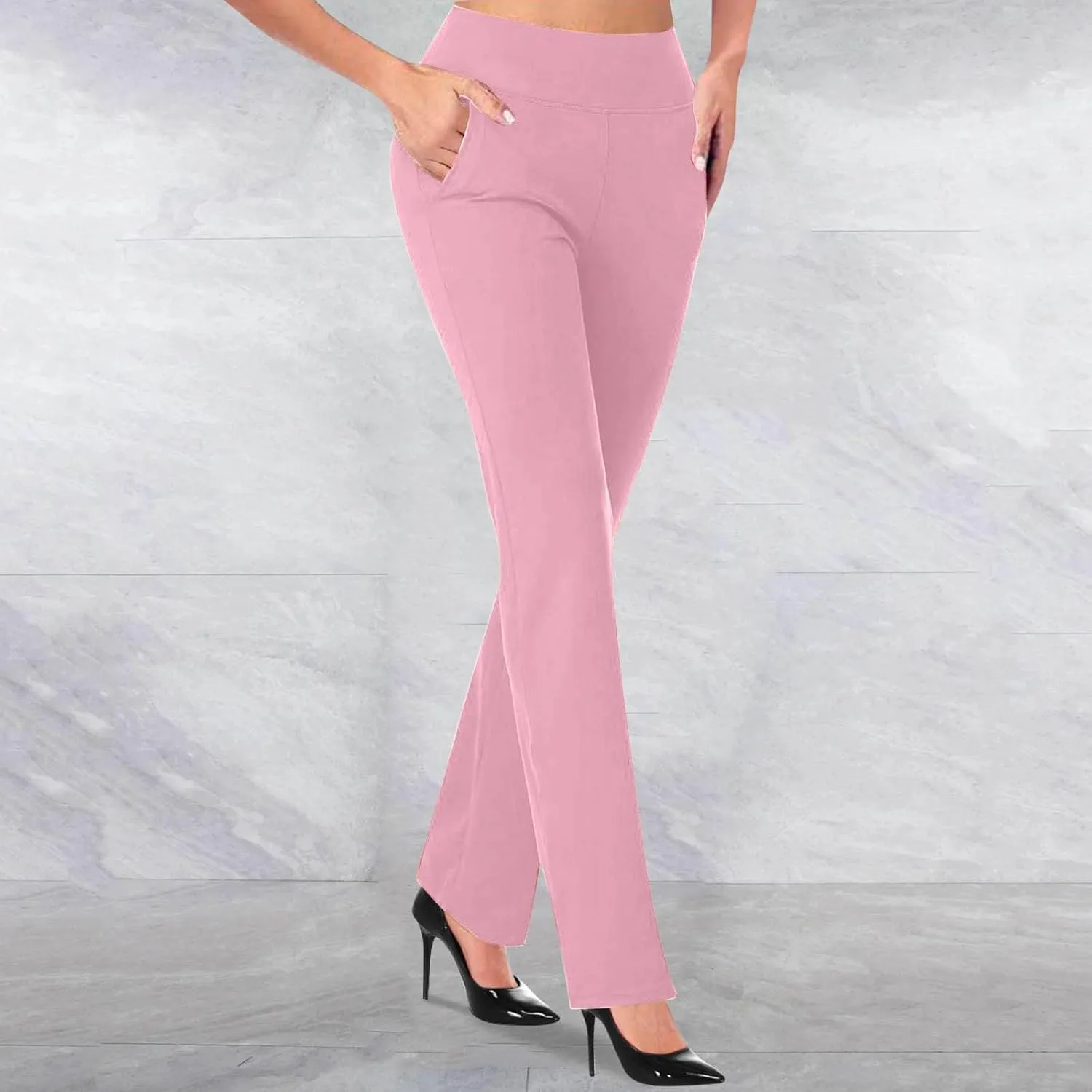 Womens Dress Pants High Waist Pull On Stretchy Professional Formal Work Business Office Casual Trousers Slacks