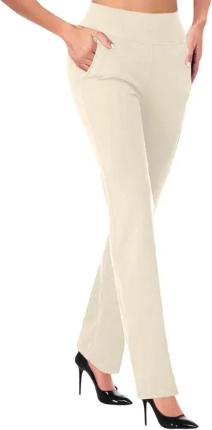 Womens Dress Pants High Waist Pull On Stretchy Professional Formal Work Business Office Casual Trousers Slacks
