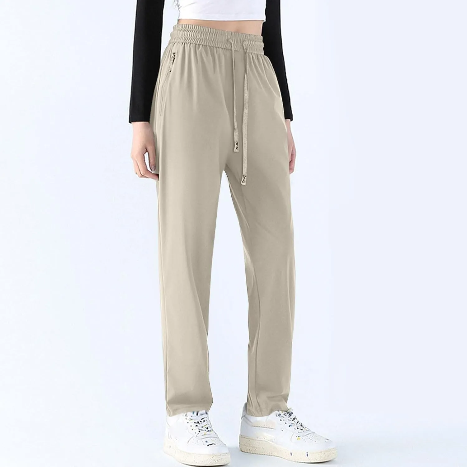 Women's Fashion Athletic Exercise Pants Active Breathable Trousers Cute Elastic Solid Color Outfits