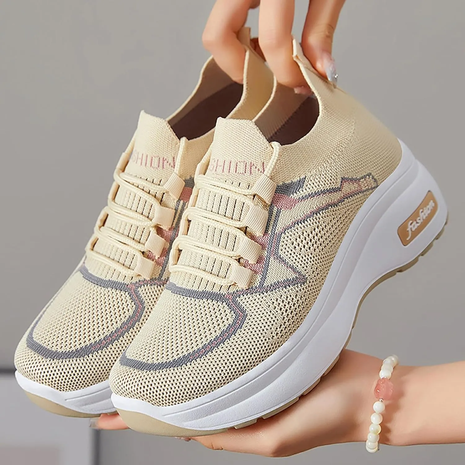 Women's Fashion Sneakers Slip On Casual Shoes Mesh Running Shoes Non Slip Hiking Shoes Women Waterproof