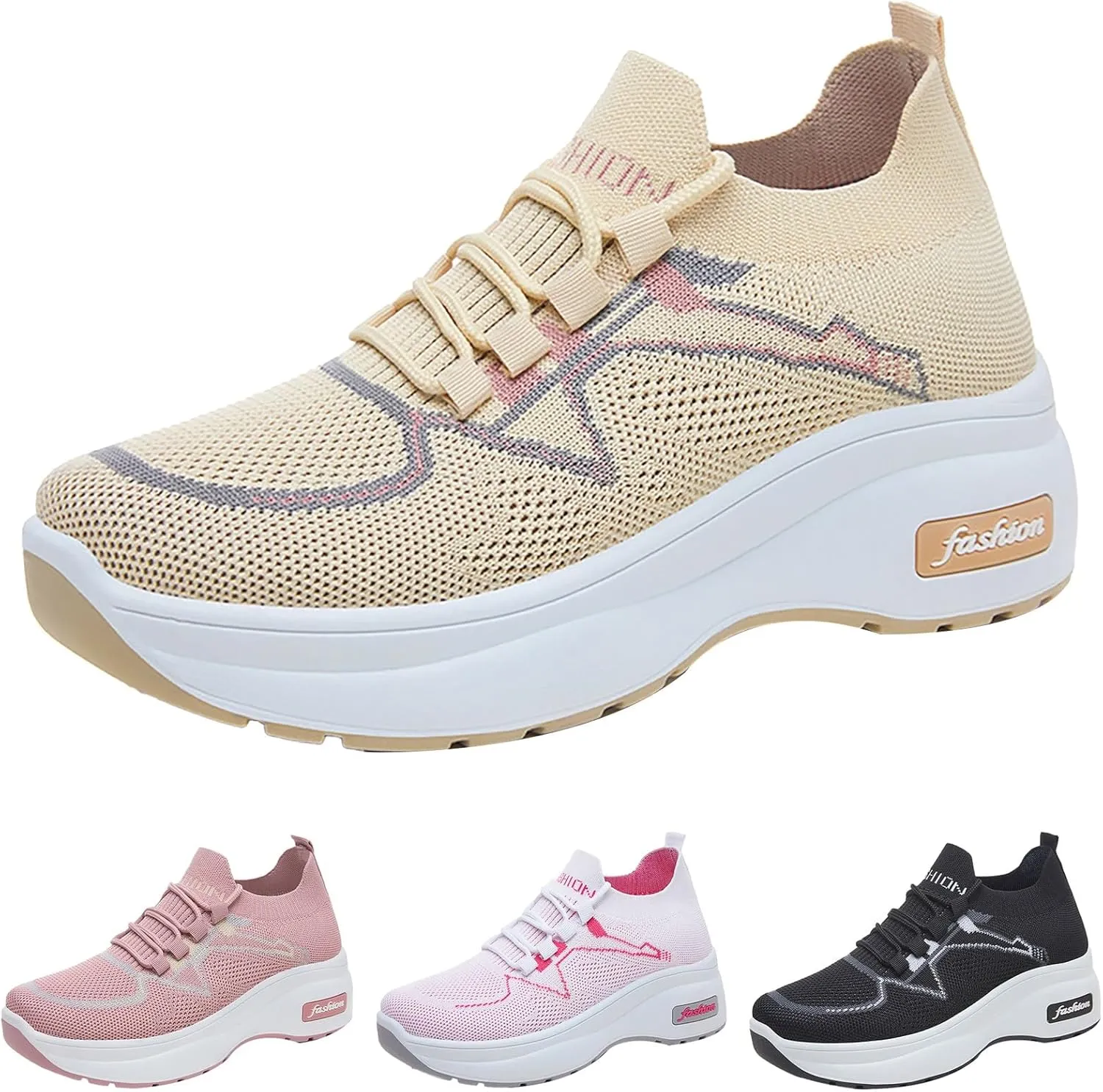 Women's Fashion Sneakers Slip On Casual Shoes Mesh Running Shoes Non Slip Hiking Shoes Women Waterproof