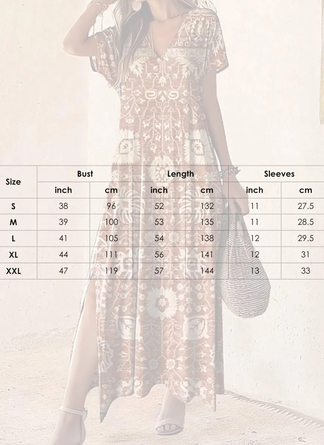 Womens Flowy Rustic Floral Print V Neck Short Sleeve Maxi Dress Summer Bohemian Chic Ruched Slit Hem Dress