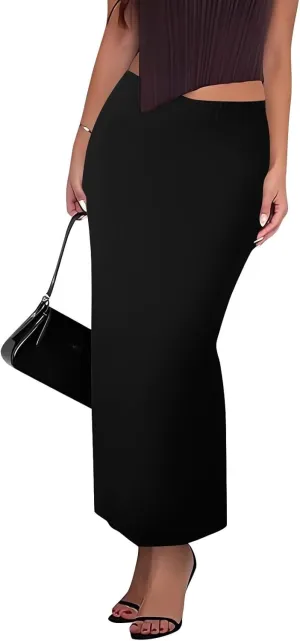 Women's Flowy Skirts Summer Casual High Waisted Ruched Maxi Long Bodycon Going Out Skirts, S-2XL