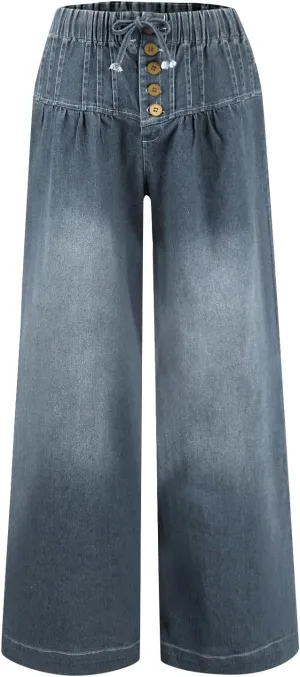 Women's High Waisted Jeans Boyfriend Straight Leg Casual Denim Pants Jeans Stretchy Leg Baggy Trendy Trousers