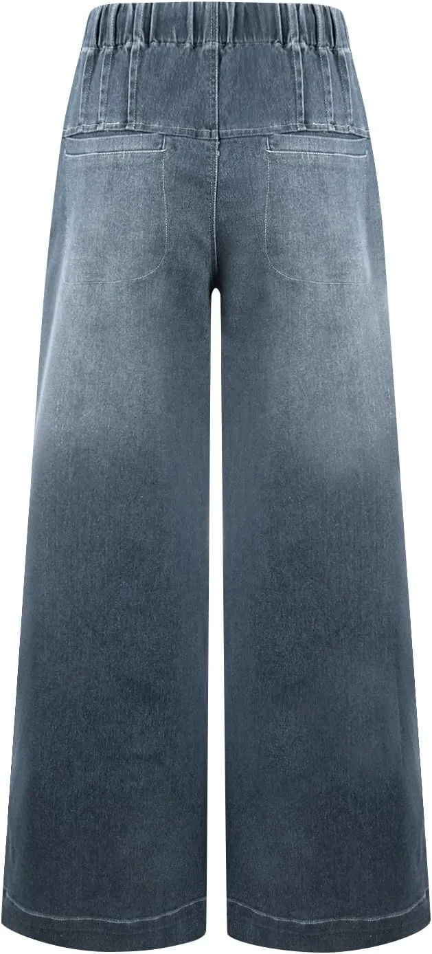 Women's High Waisted Jeans Boyfriend Straight Leg Casual Denim Pants Jeans Stretchy Leg Baggy Trendy Trousers