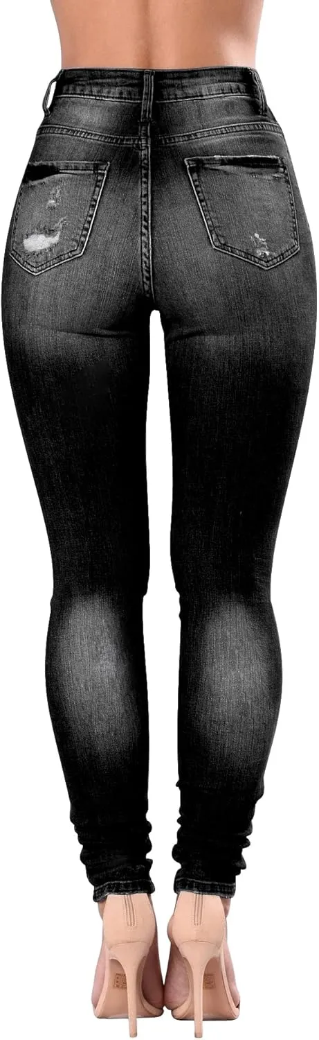 Women's High Waisted Jeans for Women Ripped Skinny Stretch Jeans Distressed Butt Lifting Denim Pants