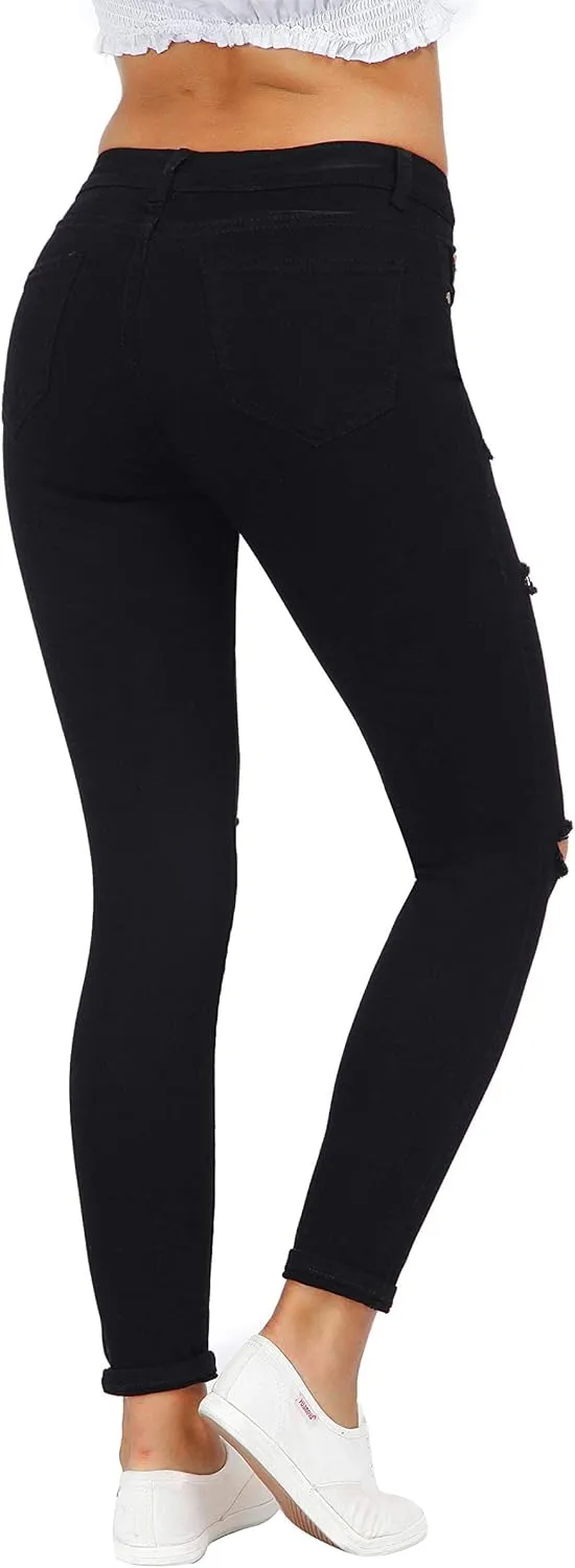 Women's High Waisted Jeans for Women Ripped Skinny Stretch Jeans Distressed Butt Lifting Denim Pants