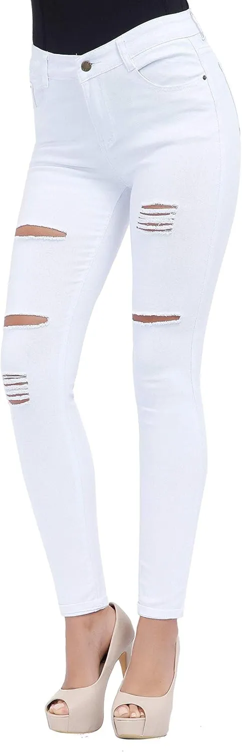 Women's High Waisted Jeans for Women Ripped Skinny Stretch Jeans Distressed Butt Lifting Denim Pants