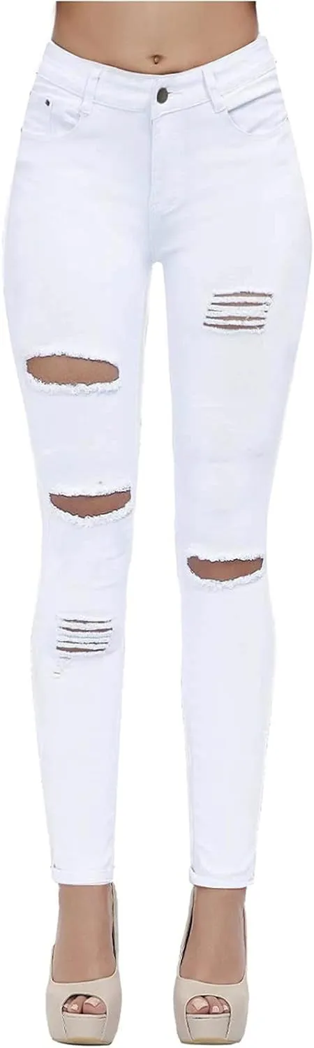 Women's High Waisted Jeans for Women Ripped Skinny Stretch Jeans Distressed Butt Lifting Denim Pants